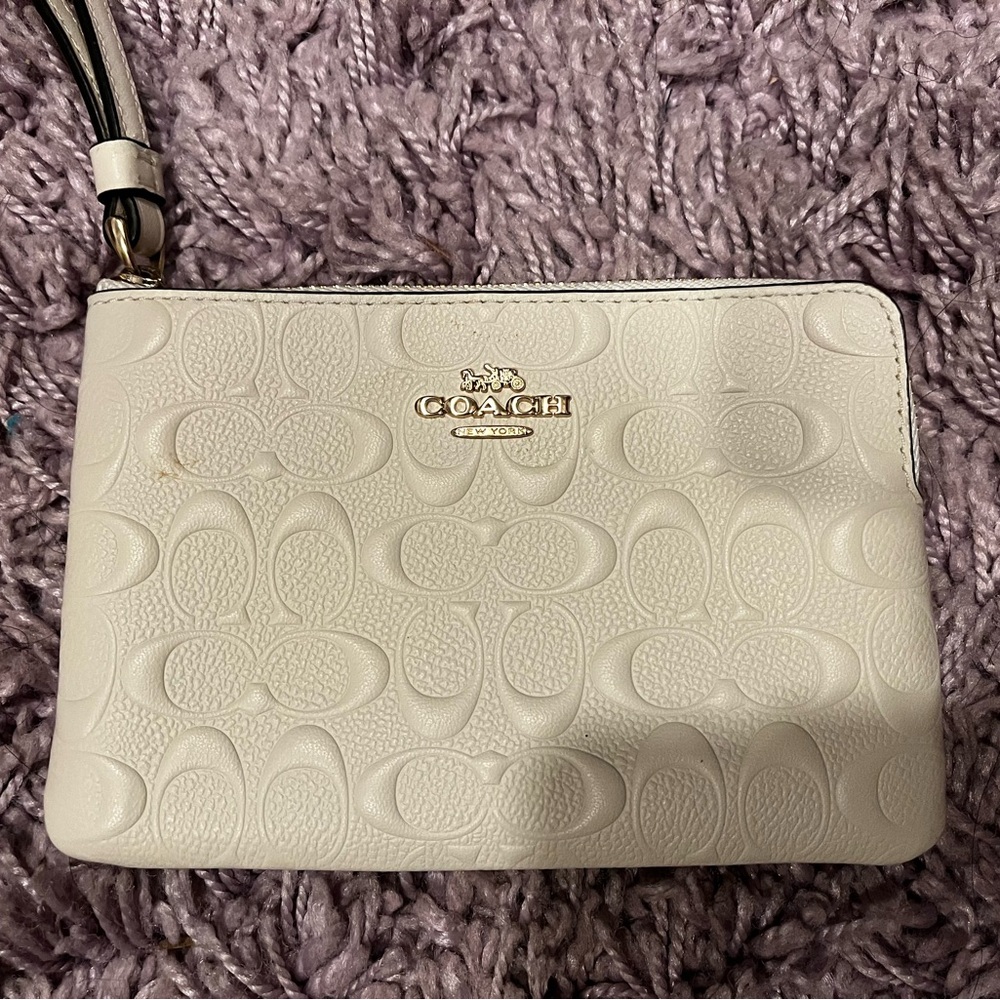 Coach White Wristlet Bag